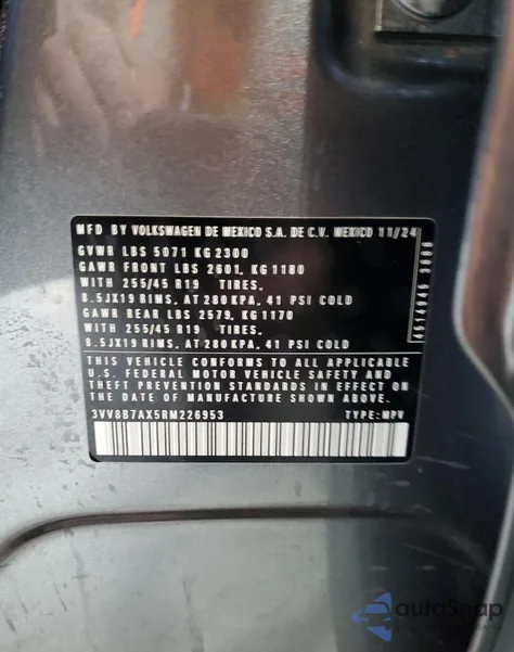 2024 Volkswagen Tiguan Se R-Line Black из США, поврежденный, VIN 3VV8B7AX5RM226953